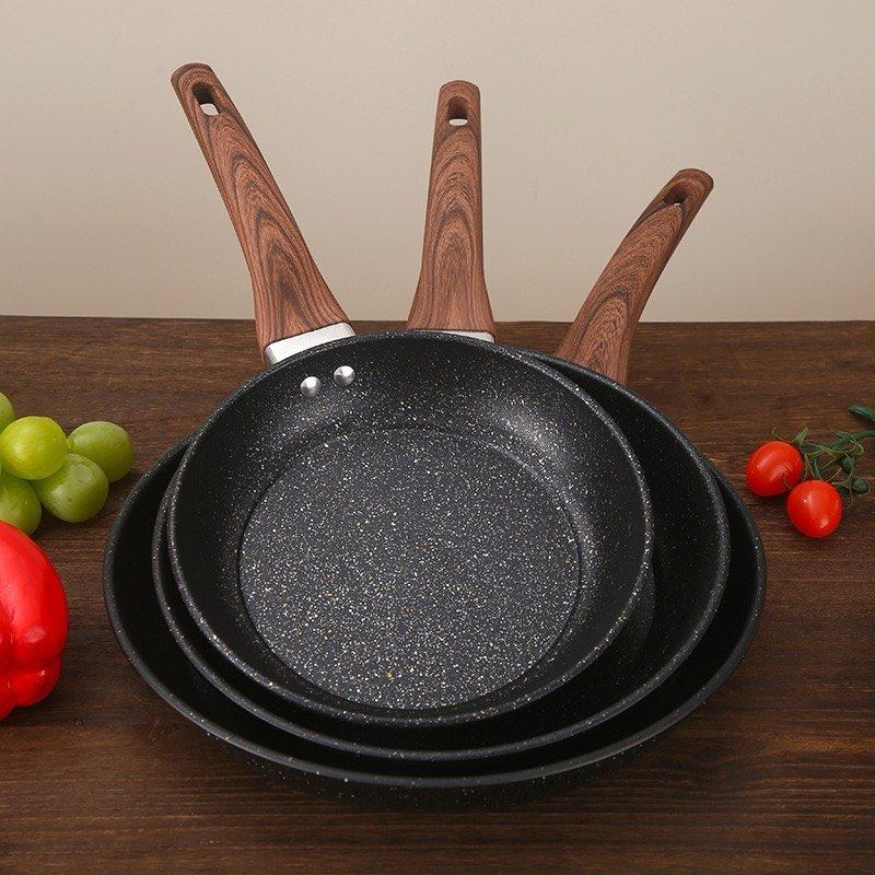 Household Medical Stone Flat-Bottom Non-Stick Pan Set Gift Wok Three-Piece Cookware Set Manufacturer Wholesale